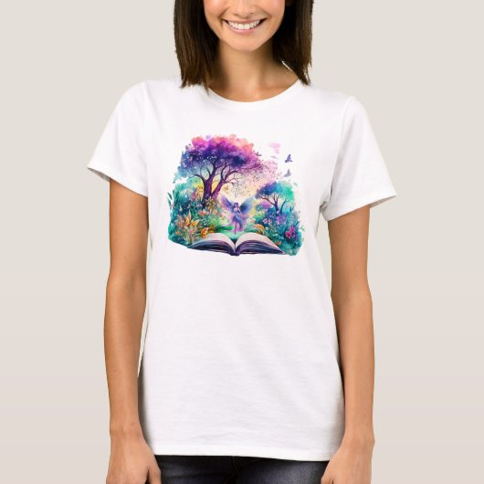 Fantasy Book Lover Fairy T-Shirt (Vorderseite)