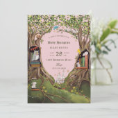 Fantasy Books for Baby Shooting Pink Green Einladung (Stehend Vorderseite)