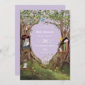 Fantasy Books for Baby Shower Lavendel Einladung (Vorne/Hinten)