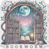 Fantasy Bookworm Aufkleber (Vorderseite)