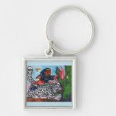 fantasy boy riding cat fighting dragon and eagle schlüsselanhänger (Vorne)