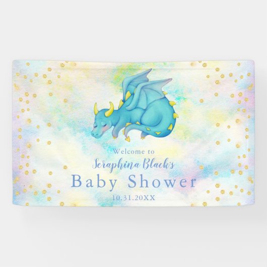 Fantasy Boys Blue Dragon Baby Shooting Banner (Horizontal)