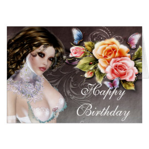 Fantasy-Braut mit Rosen Geburtstagskarte 1