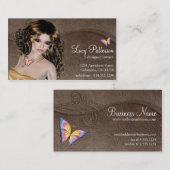 Fantasy Brünett Butterfly Business Card Visitenkarte (Vorne/Hinten)
