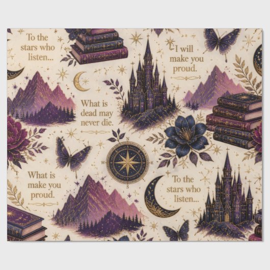 Fantasy-Buch-Himmels-Wrap-Papierrolle Geschenkpapier (Flach)