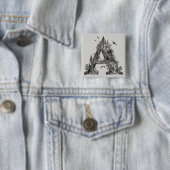 Fantasy-Buchstabe A mit Schlössern im Himmel-Märch Button (Beispiel)