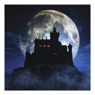Fantasy-Burg in der Nacht Fotodruck
