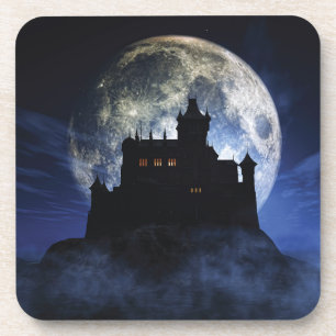 Fantasy-Burg in der Nacht Getränkeuntersetzer