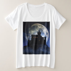 Fantasy-Burg in der Nacht Große Größe T-Shirt