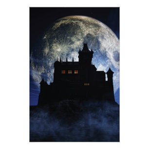 Fantasy-Burg in der Nacht Poster