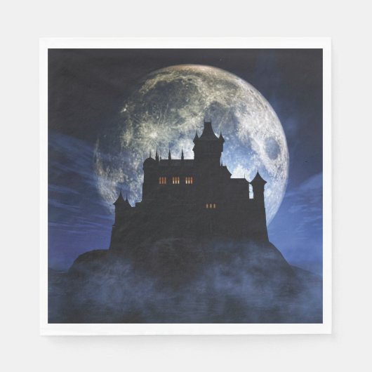 Fantasy-Burg in der Nacht Serviette (Vorderseite)