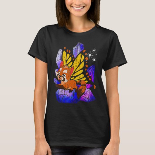 Fantasy Butterfly Crystals Süße Tier Red Panda T-Shirt (Vorderseite)