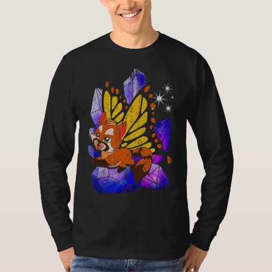 Fantasy Butterfly Crystals Süße Tier Red Panda T-Shirt (Vorderseite)