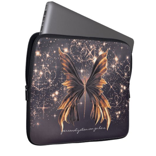 Fantasy Butterfly Gold Sparkon Laptopschutzhülle (Vorne Rechts)