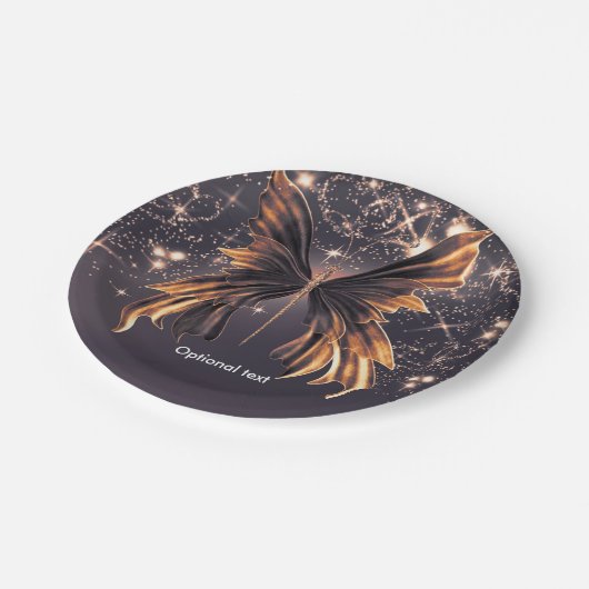 Fantasy Butterfly Gold Sparkon Pappteller (Schrägansicht)