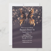 Fantasy Butterfly Gold Sparkone Party Einladung (Vorderseite)