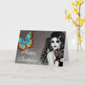 Fantasy Butterfly Goth Frau Geburtstagskarte Karte (Gelbe Blume)