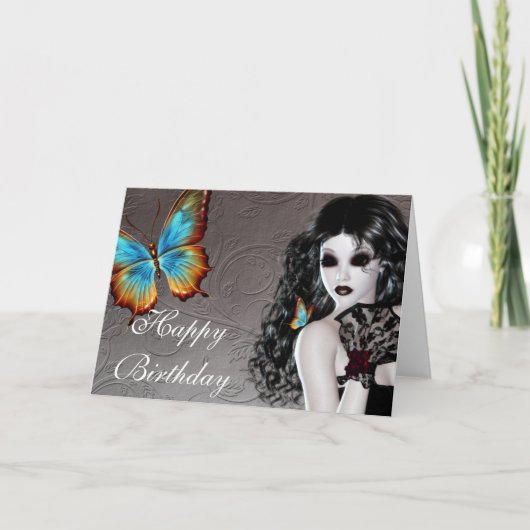 Fantasy Butterfly Goth Frau Geburtstagskarte Karte (Vorderseite)