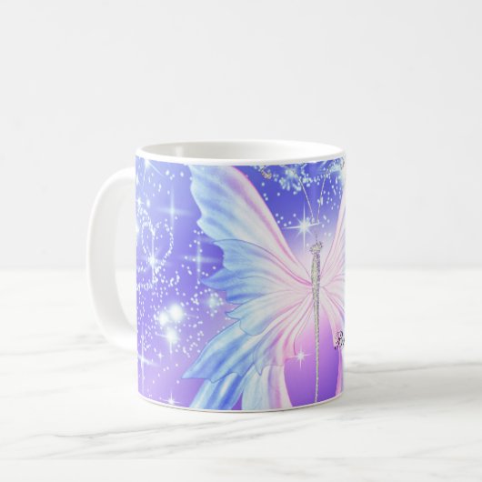 Fantasy Butterfly Pink & Lila Sparkor Kaffeetasse (Vorderseite Links)