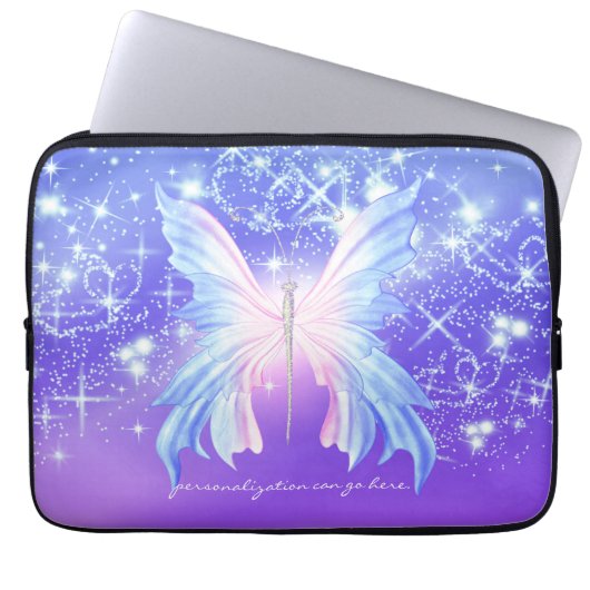 Fantasy Butterfly Pink & Lila Sparkor Laptopschutzhülle (Vorderseite)