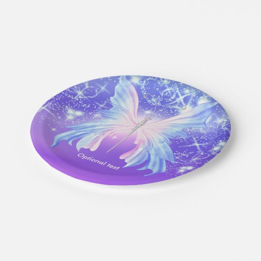 Fantasy Butterfly Pink & Lila Sparkor Pappteller (Schrägansicht)