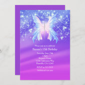 Fantasy Butterfly Pink & Lila Sparkor Party Einladung (Vorne/Hinten)