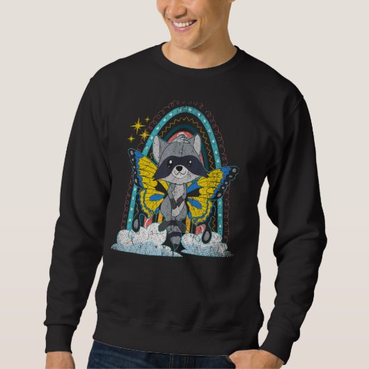 Fantasy Butterfly Rainbow Trash Panda Forest Anima Sweatshirt (Vorderseite)