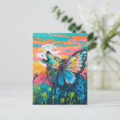 Fantasy Butterfly Wolf Postkarte (Stehend Vorderseite)