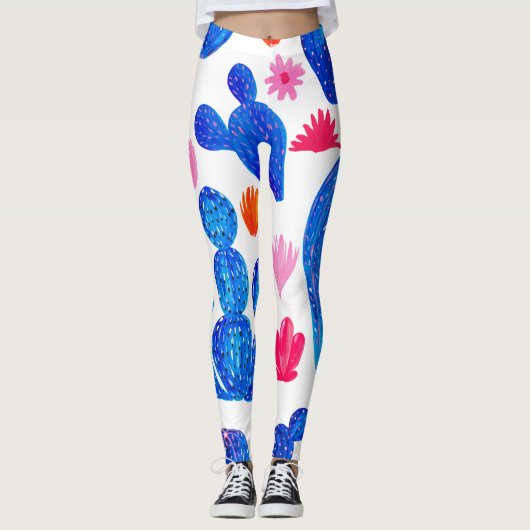 Fantasy Cacti: Dekoratives Nahtloses Muster. Leggings (Vorderseite)