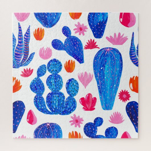 Fantasy Cacti: Dekoratives Nahtloses Muster. Puzzle (Vertikal)