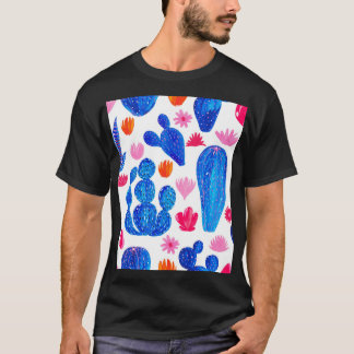 Fantasy Cacti: Dekoratives Nahtloses Muster. T-Shirt