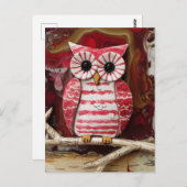 Fantasy Candy Cane Owl enazed Postkarte (Vorne/Hinten)