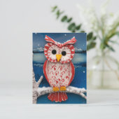 Fantasy Candy cane Owl enazzianische Birke Baum Postkarte (Stehend Vorderseite)