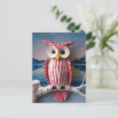 Fantasy Candy cane Owl Postkarte (Stehend Vorderseite)