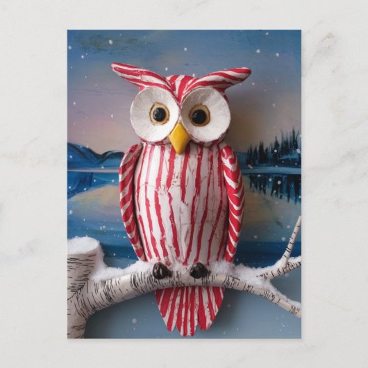 Fantasy Candy cane Owl Postkarte (Vorderseite)