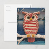 Fantasy Candycane Owl Postkarte (Vorne/Hinten)