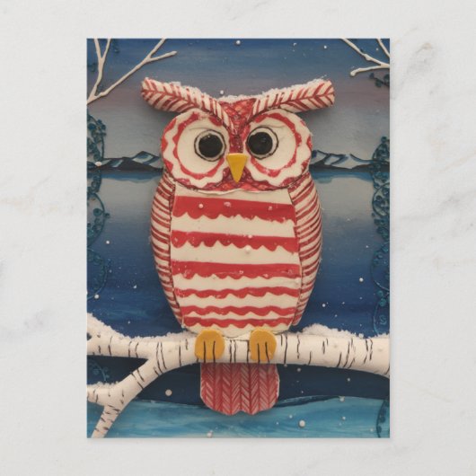Fantasy Candycane Owl Postkarte (Vorderseite)