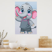 Fantasy Cartoon Baby Elephant Poster (Küche)