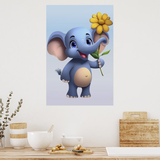 Fantasy Cartoon Elephant Poster (Küche)