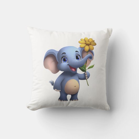 Fantasy Cartoon Elephant Throw Kissen (Vorderseite)