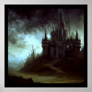 Fantasy Castle Furchteinflößende Landschaft 1 Poster