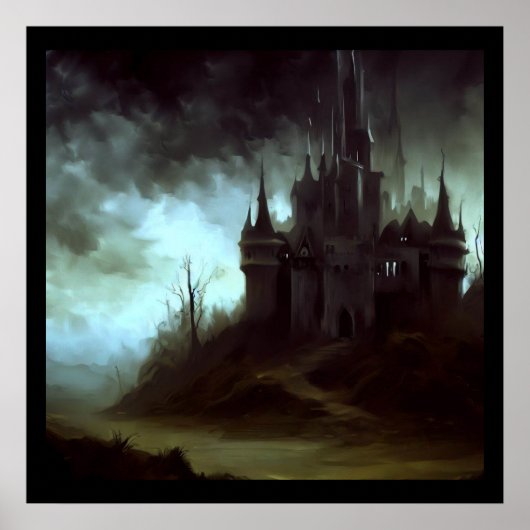 Fantasy Castle Furchteinflößende Landschaft 1 Poster (Vorne)