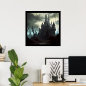 Fantasy Castle Furchteinflößende Landschaft 2 Poster (Heimbüro)