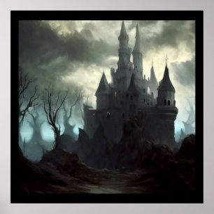 Fantasy Castle Furchteinflößende Landschaft 2 Poster