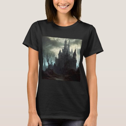 Fantasy Castle Furchteinflößende Landschaft 2 T-Shirt (Vorderseite)