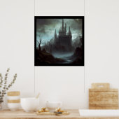 Fantasy Castle Furchteinflößende Landschaft 3 Poster (Küche)