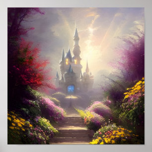 Fantasy Castle Garden Poster