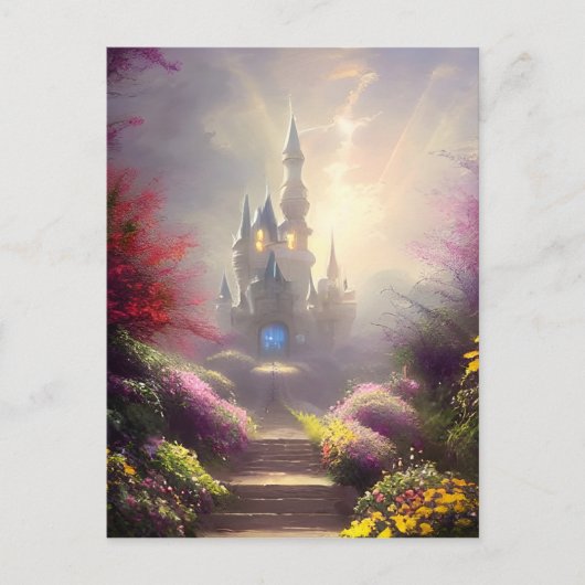 Fantasy Castle Garden Postkarte (Vorderseite)