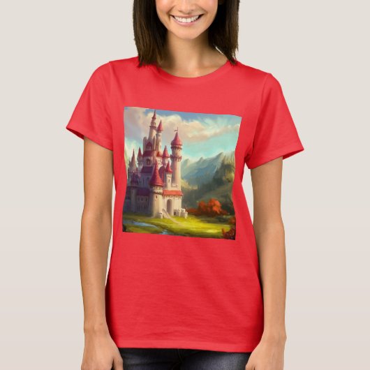 Fantasy Castle Happy Landschaft 1 T-Shirt (Vorderseite)