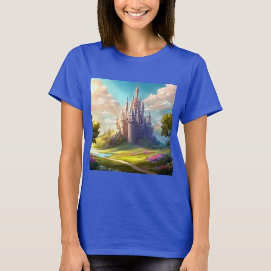 Fantasy Castle Happy Landschaft 2 T-Shirt (Vorderseite)